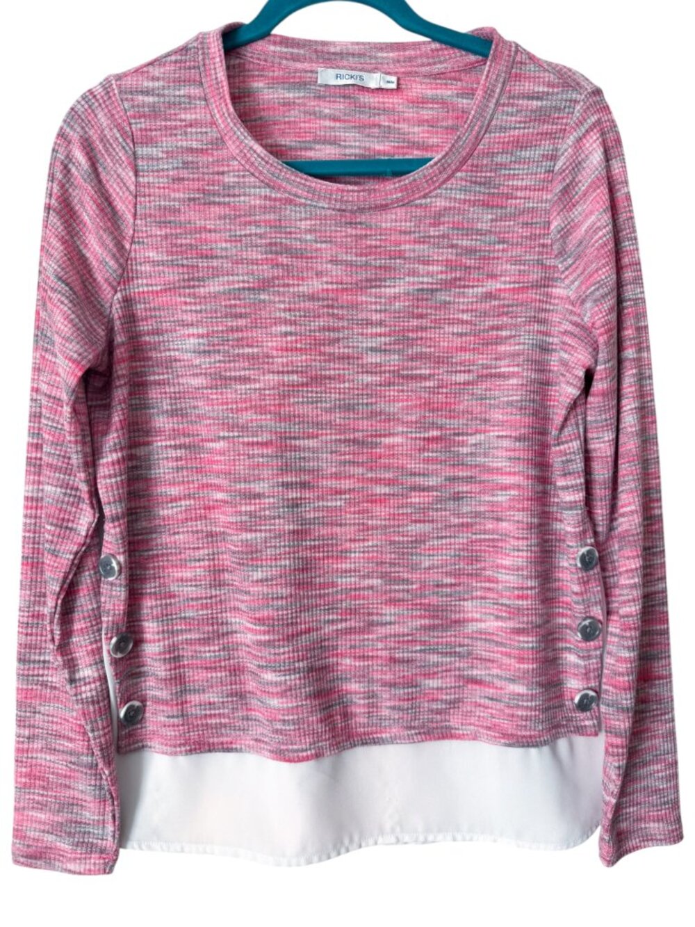 Ricki's Women's Fooler Long Sleeve Top with Button Trim Size Medium